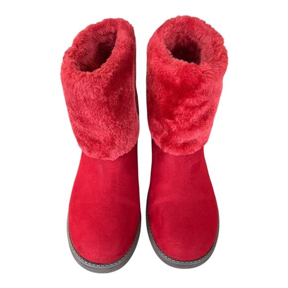 G by Guess Los Angeles Red Faux Suede and Fur Boots Women's Size 7 - Picture 5 of 8